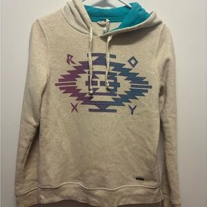 Y2K Roxy cream hoodie with tribal print